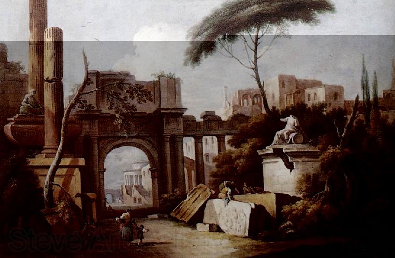 ZAIS, Giuseppe Ancient Ruins with a Great Arch and a Column fgu Spain oil painting art